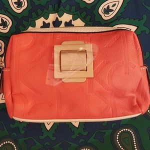 CK Leather Chartreuse Make up Acessory Bag